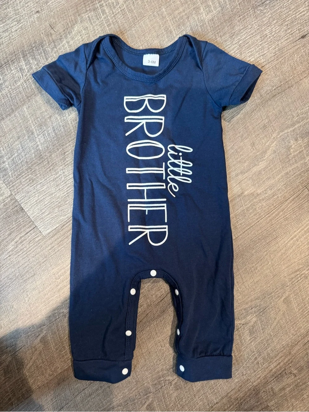 Navy 'Little Brother' Baby Romper